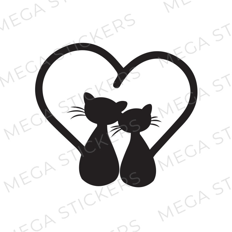 Katze Herz Aufkleber