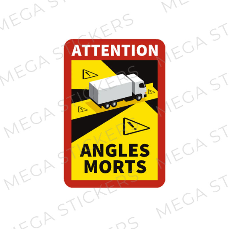 3 x Toter Winkel / Blind Spot / Angles Morts LKW Aufkleber